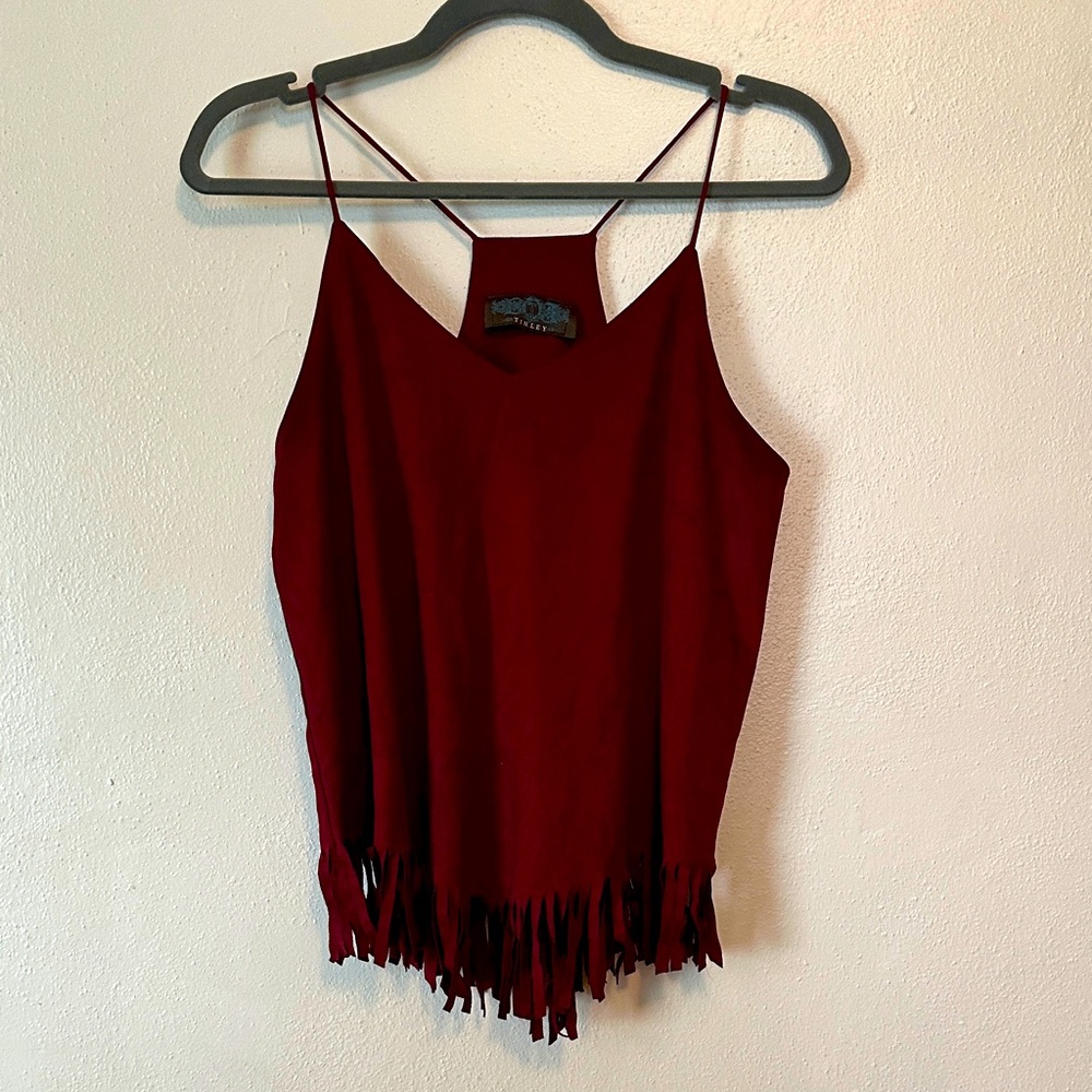 Tinley Road Burgundy Fringe Camisole